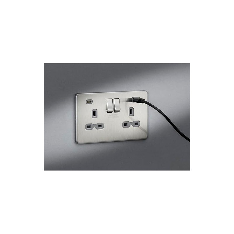 13A 2G SP Switched Socket with Dual USB A+C (5V
