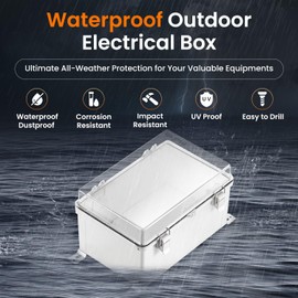 QILIPSU Waterproof Junction Box IP67 Outdoor Plastic Electrical Project Enclosure Weatherproof with Mounting Plate, Wall Brackets, Hinged Clear Cover 11.8"x7.9"x6.7" CC