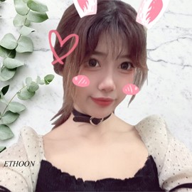 ETHOON Simple Choker Necklace for Women Adjustable Belt Cool Gothic PU Heart Collar Black