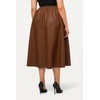 Ulla Popken Women's PU Calf Length Skirts, Earth