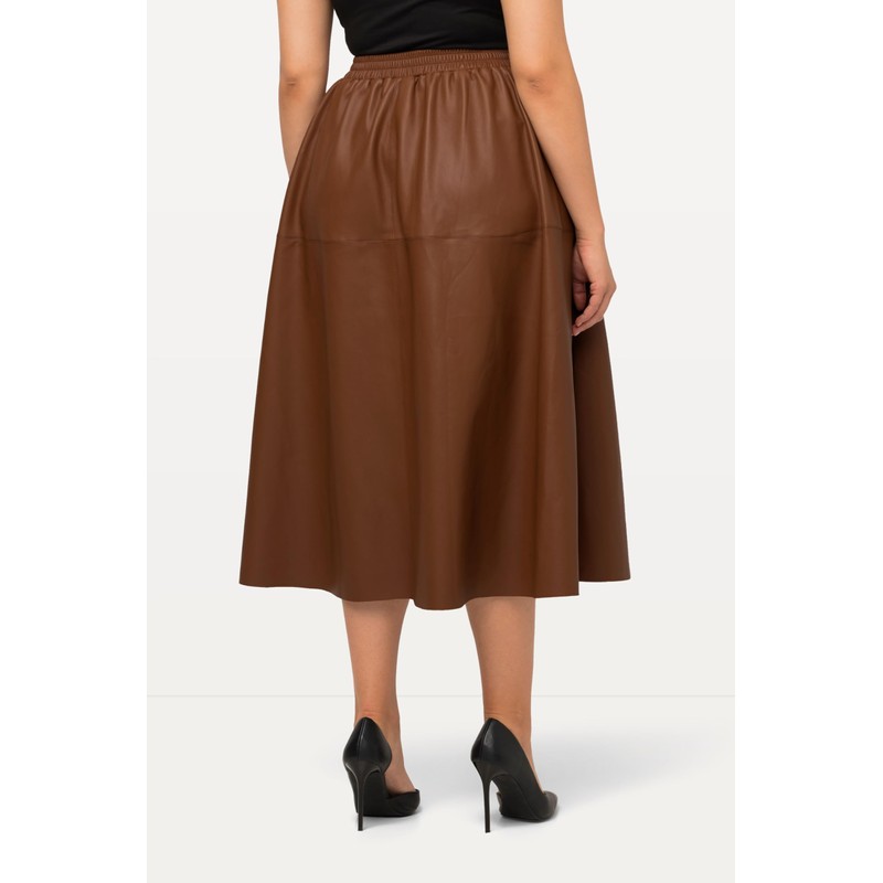 Ulla Popken Women's PU Calf Length Skirts, Earth