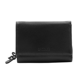 Saddler Genuine Soft Leather Trifold Ladies Wallet Boerse Wallet with Metal Frame, 12 cm - black - Einheitsgröße