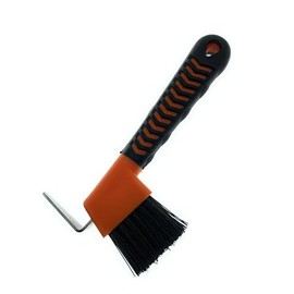 MacMaxe Ergonomic Horse Hoof Pick Brush with Heavy-Duty Rust-Resistant Steel Pick and Durable Nylon Bristles – Ideal for Hoof Care, Easy to Clean, Suitable for Beginners and Advanced Riders (Orange)