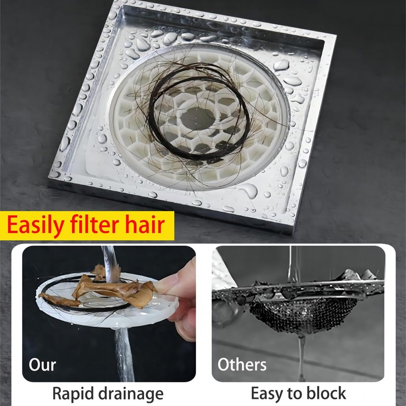 Qrity 4 Pcs Shower Stall Drain Protector, Hair Catcher, Shower
