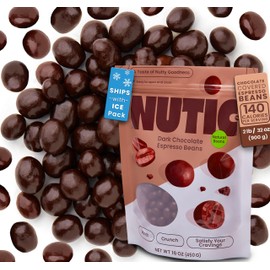 Nutic Gourmet Dark Chocolate Covered Espresso Beans - 2LB, Bulk Chocolate Espresso Candy, Dark Chocolate Coffee Beans - Irresistible, Rich & Energizing Treat - (Pack of 1)