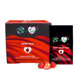 CONDON DE LATEX CON SABOR Y AROMA LUBRICADOS DO IT LOVELY 1 CAJA CON 12 BOLSAS CON PZS C/U CONDON HECHO EN MEXICO (Regular, Fresa)
