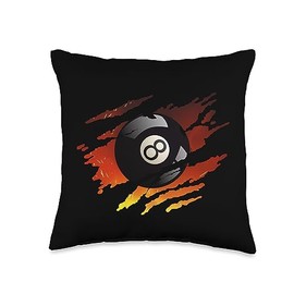 Billiards Pool League Snooker Table Billiards Men 8 Pool League Snooker Eight Ball Throw Pillow, 16x16, Multicolor