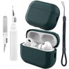 Teyomi Case Compatible with Airpods Pro 2 with Cleaning Kit, TPU Protective Case Compatible with Airpods Pro 2nd Generation with Hand Strap, Leather Touch Design for Airpods Pro 2 Cover (Dark Green)