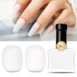 vieafenti Nail Polish Milky White 15ml, Quick Drying Nail Polish Regular Transparent Air Dry Long-Lasting Oil-Base Nail Polish Natural Vegan Manicure for Women