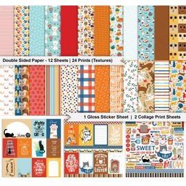 Inkdotpot Cat Theme Collection Double,Sided Scrapbook Paper Kit Cardstock 12"x12" Card Making Paper Pack Of With Sticker Sheet - 16 Pages - Multicolor