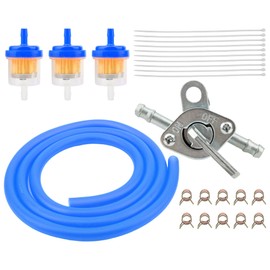 PowerMotor 1/4 Inch Gas Fuel Line Filter Hose Universal Petrol Switch Kit,Replacement for GY6 139QMB 157QMJ Taotao SSR Apollo Dirt ATV Go Kart Quad Moped Scooter Pack Pocket Bike Blue