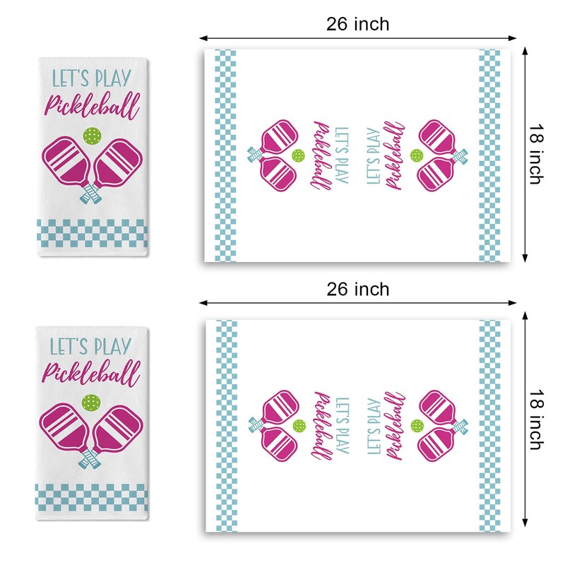 Croar Let's Play Pickleball Kitchen Dish Towels Set of 2,