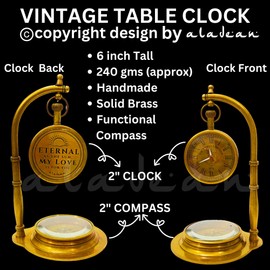 ALADEAN Brass Table Compass | Romantic Desk Compass - Decorative Shelf Compass Vintage Table Top Lovers Husband Wife Boyfriend Girlfriend Gift (Eternal Love - NEO)