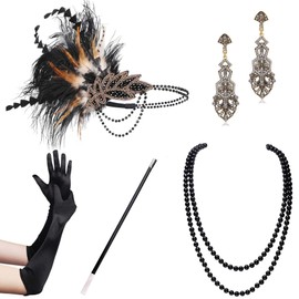 BABEYOND 1920s Accessories Set Women's Gatsby Costume Accessory Set Including Headband Necklace Gloves