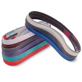 36 Pack 1/2 x 18 Inch Sanding Belts, 4 pcs Each of 80/120/240/400/600/800/1000/2500/5000 Grit, 1/2x18 Replacement Sanding Belts for Air/Electirc Belt Sander,Woodworking Metal Polishing