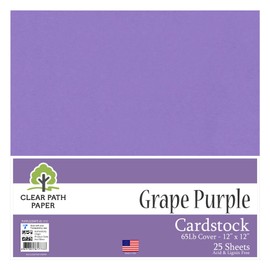 Grape Purple Cardstock - 12 x 12 inch - 65Lb Cover - 25 Sheets - Clear Path Paper