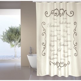 MSV Cotexsa by Premium Anti-Mould Textile Shower Curtain - Anti-Bacterial, Washable, 100% Waterproof with 12 Shower Curtain Rings - Polyester, "Mosaic" 180 x 200 cm - Made in Spain