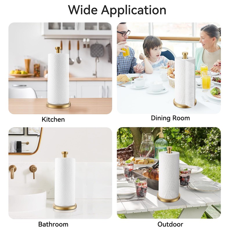 Paper Towel Holder Countertop, Gold Paper Towel Roll Holder for