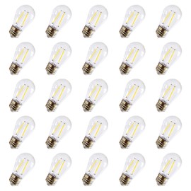 Rolay S14 Clear String Light Bulbs, 2W Plastic LED Replacement Bulbs for Outdoor Patio String Lights with E26 Base, Pack of 25