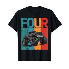 Kids I'm 4 This Is How I Roll Monster Truck 4th Birthday Boy T-Shirt