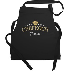 Geschenk mit Namen personalisiert by Shirtracer - Apron - Cooking Apron Men - Chef with Name I Gift for Chef, 2 Black