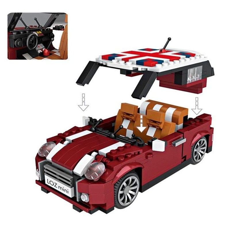 Car scale model to be assembled with mini-blocks. Typical English