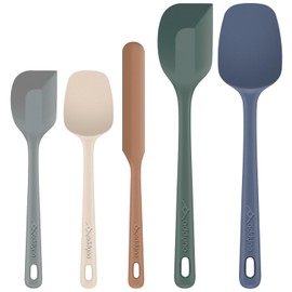 Addyno 5-Piece Silicone Spatula Set for Baking, 446°F Heat Resistant Non-Stick Cooking Utensils, BPA-Free Food Grade Silicone Scrapers, Non-Scratch Flexible & Dishwasher Safe, Neutral