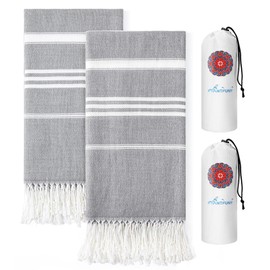 2 Packs Cotton Turkish Beach Towels Sand Free Quick Dry Oversized Bath Pool Swim Towel Extra Large Xl Big Blanket Adult Travel Essentials Cruise Accessories Must Haves Clearance Vacation Stuff