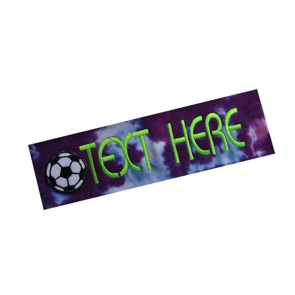 Soccer Ball Headband with YOUR CUSTOM NAME - Embroidered Hand Tie Dyed Cotton Headband (Purple Tie Dye)