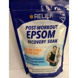 Relief Epsom Salt Post Workout Recovery Citrus Soak 16 oz RARE SHIPS N 24 HOURS