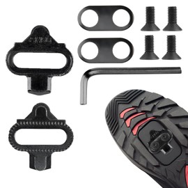 SPD Cleats, Complete Set for Click Pedals, Pedal Plate, Click Pedals, Bike Bicycle Shoe Plate Set with Counter Plate, Shoe Plates, Cleats Pedals for Road Bike, MTB, Indoor Cycling (Set B)