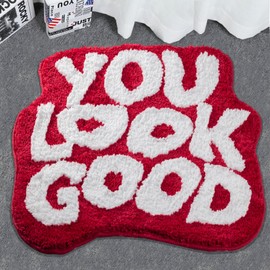 Urtlmaji Large You Look Good Rug Red Bath Mats for Bathroom, Cute Bathroom Rugs Non Slip Washable Funny Bath Rugs Microfiber Plush Preppy Cool Absorbent Shower Rug for Bedroom Sink 39"x30"