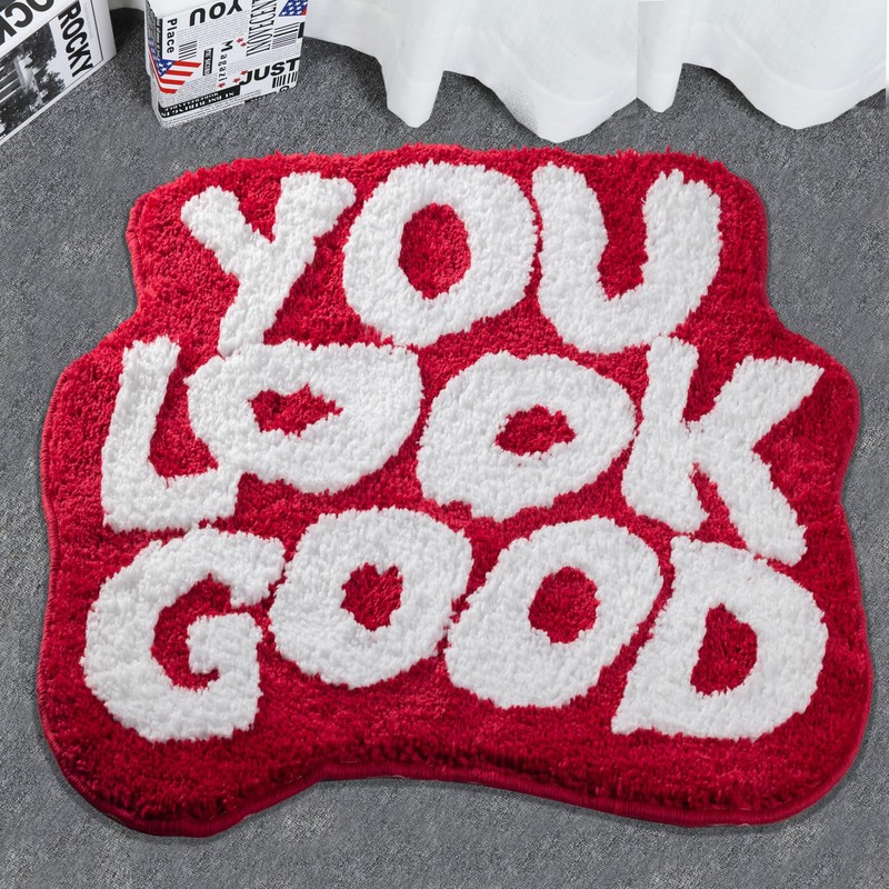 Urtlmaji Large You Look Good Rug Red Bath Mats for