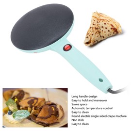 Asixxsix Electric Crepe Maker, 8 Inch Portable Crepe Maker Machine with Long Handle, Auto Temperature Control, Non Stick Instant Crepe Pan with Tray, Silicone Spatula and Egg Whisk (US