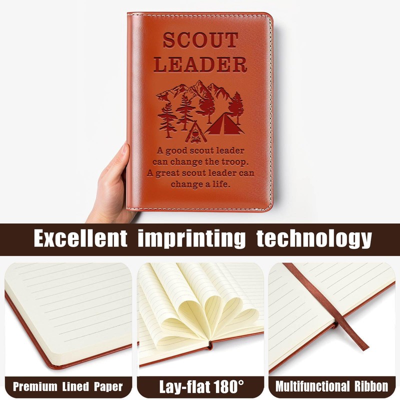 WHLBHG Scout Leader Gift Scout Leader Leather Notebook Scout Court