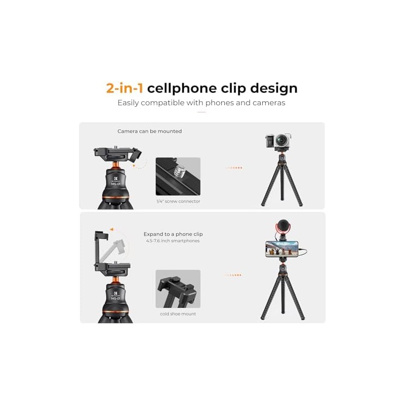 KF CONCEPT Trípode para teléfono móvil, MS01 Gorillapod con mando