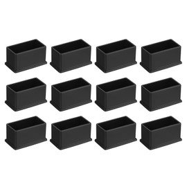 sourcing map 12Pcs PVC Square Chair Leg Caps, 50mm x 25mm OD Black Furniture Feet Pads Table Foot Cover Caps Floor Protectors for Patio Table Cabinet Bed Furniture