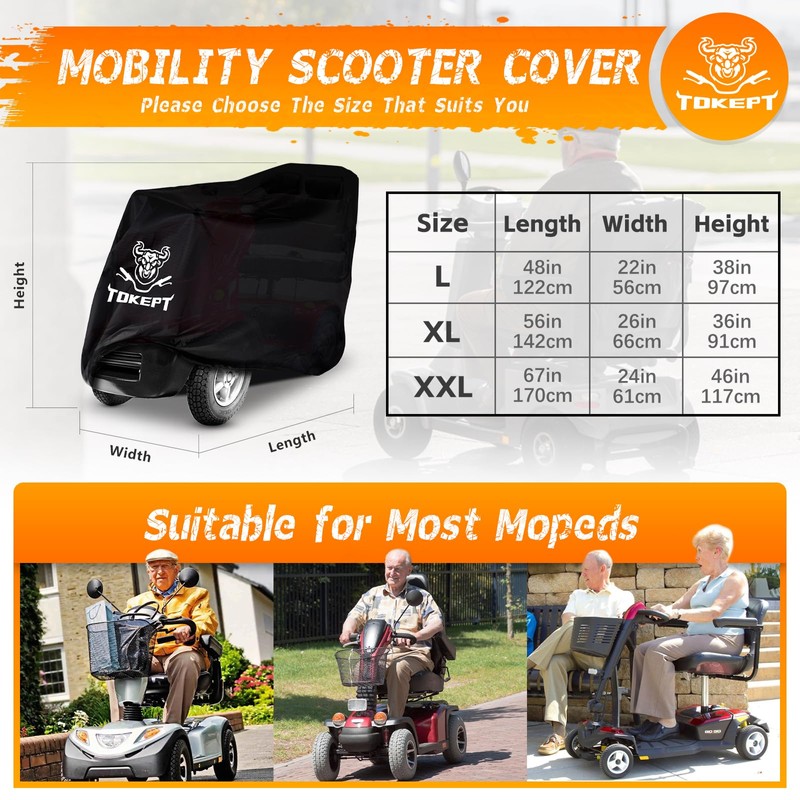 Tokept Mobility Scooter Cover, Heavy Duty 420D Oxford Fabric Electric