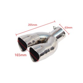 idain 2.5 inch Inlet Dual Exhaust Tips Muffler Tip,Chrome Heart-Shaped Exhaust Tip,Universal Bolt-On Double Tube Exhaust Muffler (Silver,Straight)