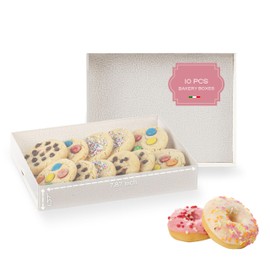 Boxes Craftory Boxes Craftory Pack of 10 Bakery Boxes with Window (7.87" x 5.9" x 1.37") - Ideal for Cookie with Window, Pastry and Small Charcuterie, White Leather