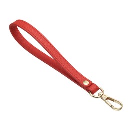 PATIKIL PU Leather Keychain, Key Holder Keyring Strap with Metal Gold Key Ring Lock Anti Lost Clasp for Wallet Purse Clutch, Red