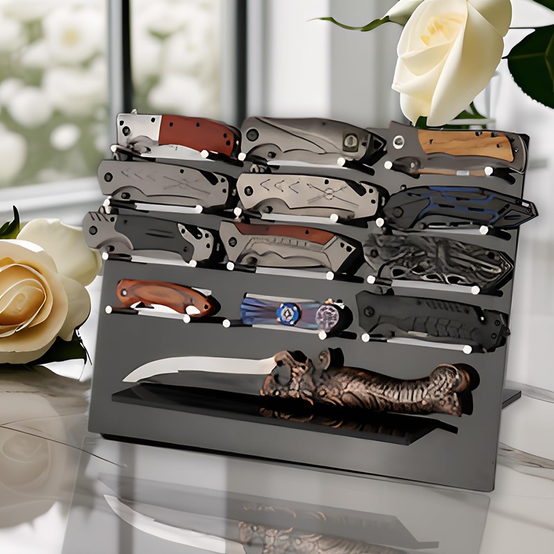 HHUXIUE Knife display stand,knife holder,acrylic knife display stand, folding knife