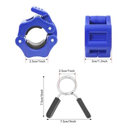 4 Pcs 1 Inch Barbell Clip with 2 Pcs Barbell Spring Clip, Quick Release Barbell Clamps Collar Dumbbell Lock Clamps for Fitness Strength Training(Blue+Green)