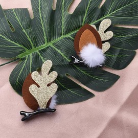 4Pcs Deer Antler Hair Clips Christmas Hair Barrettes Clips for Girls Womens Gold Red Christmas Hair Accessories for Women Reindeer Antlers Hair Pins Hair Clip for Deer Ears Clips 2 Pairs