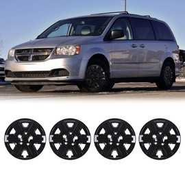 CPW 16" Hubcaps Fit for Dodge Grand Caravan 2008-2016, Wheel Rims Cover Fit for Chrysler Town & Country 2008-2010, ABS & PC Material Hub Caps Compatible with Steel Wheels Set of 4(Black Lacquer)