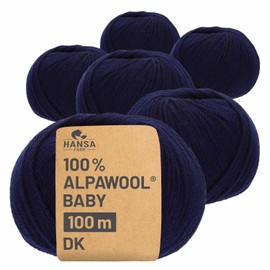 100% Baby Alpaca Wool in 50+ Colours (Scratch-Free) – 300 g Set (6 x 50 g) – Soft Alpaca Wool for Knitting & Crochet in 6 Yarn Sizes by Hansa-Farm