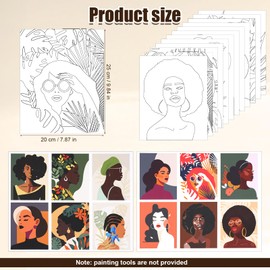 12 Sheets Pre Drawn Canvas for Adults Kids, 8x10 Inch No-frame Drawn Canvas for Painting Pre Printed Canvas for Painting Sip and Paint Canvas Kit for Adults Birthday Parties