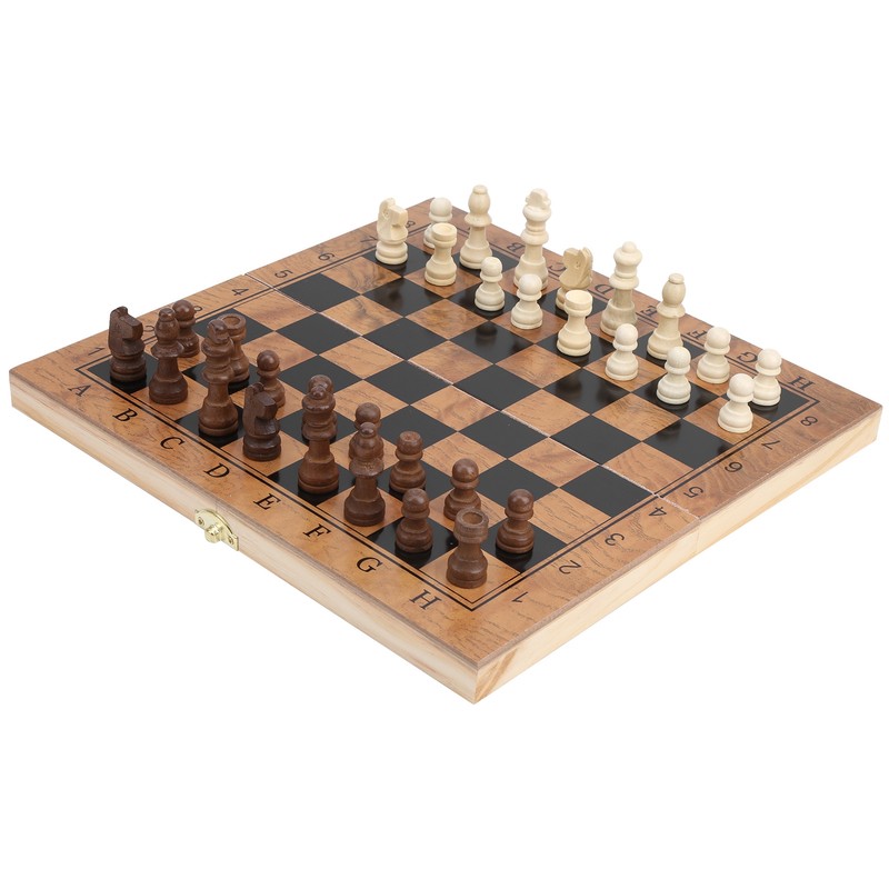 3 in 1 MultiFunctional Folding Wooden Chess Checkers Board Game