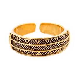 Tristan Scandinavian Viking Ring 7 mm Denmark Adjustable Size Bronze, Fabric jewellery bag