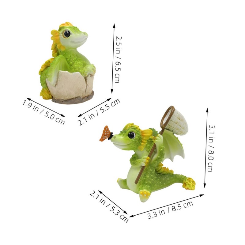 Kisangel 2pcs Handmade Resin Dragon Ornaments Dragon Decor Craft Adornment